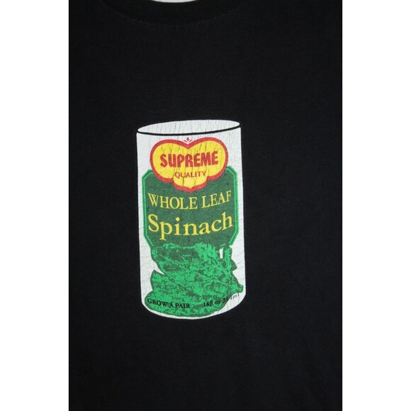 SUPREME Spinach Can Skate Shirt Black Tee Grow a Pair OG Cotton USA Size Medium - Picture 5 of 9